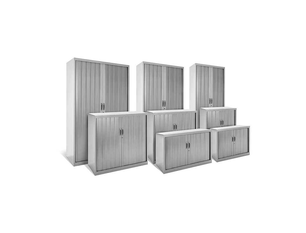 ARMARIO METALICO ROCADA DOS PUERTAS TIPO PERSIANA CON DOS BALDAS SERIE STORE 105X80X45 CM ACABADO GRIS/GRIS