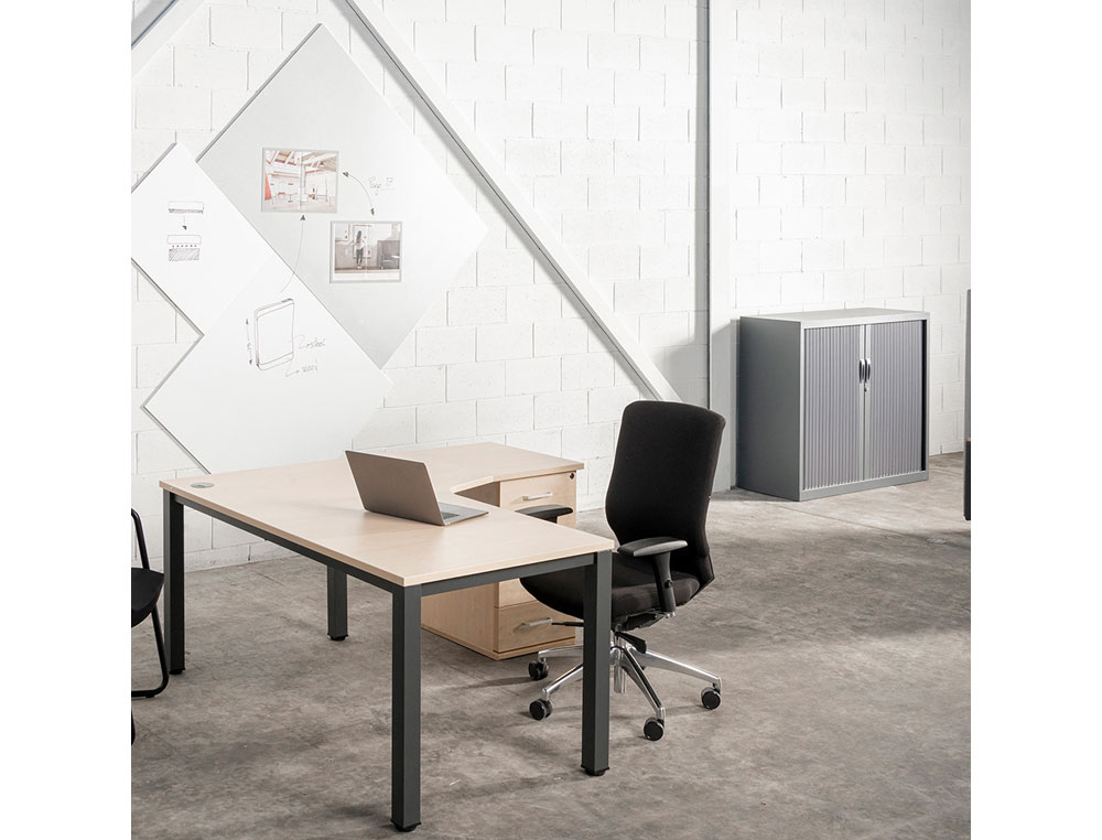 ARMARIO METALICO ROCADA DOS PUERTAS TIPO PERSIANA CON DOS BALDAS SERIE STORE 105X80X45 CM ACABADO GRIS/GRIS