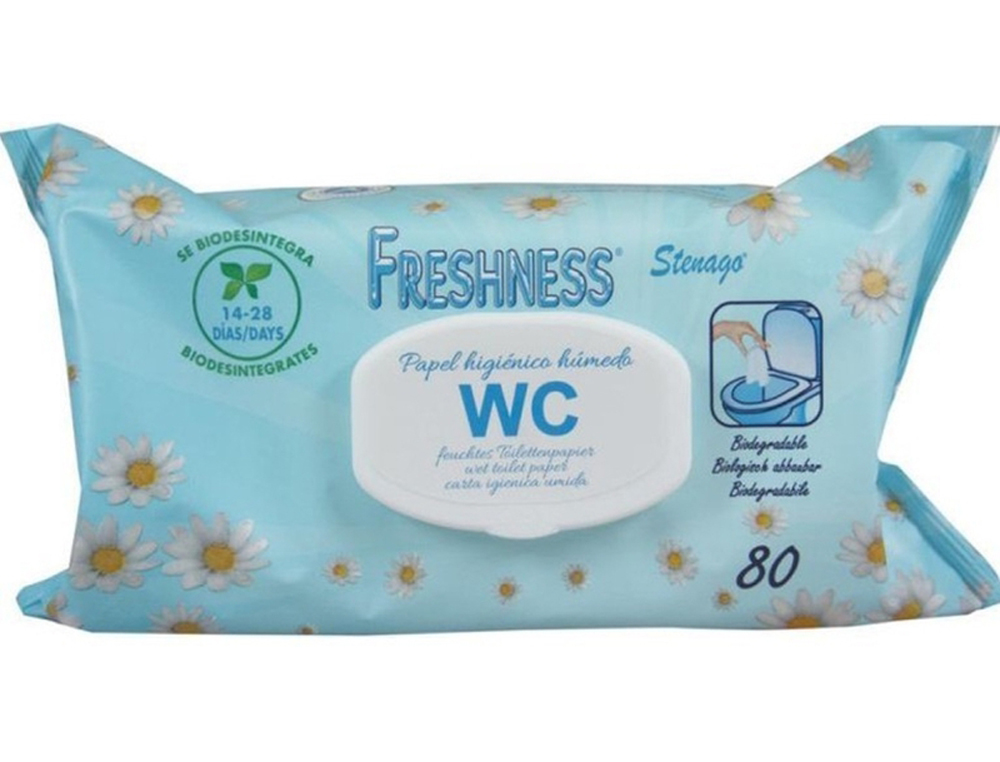 PAPEL HIGIENICO HUMEDO FRESHNESS PAQUETE CON TAPA DE 80 UNIDADES