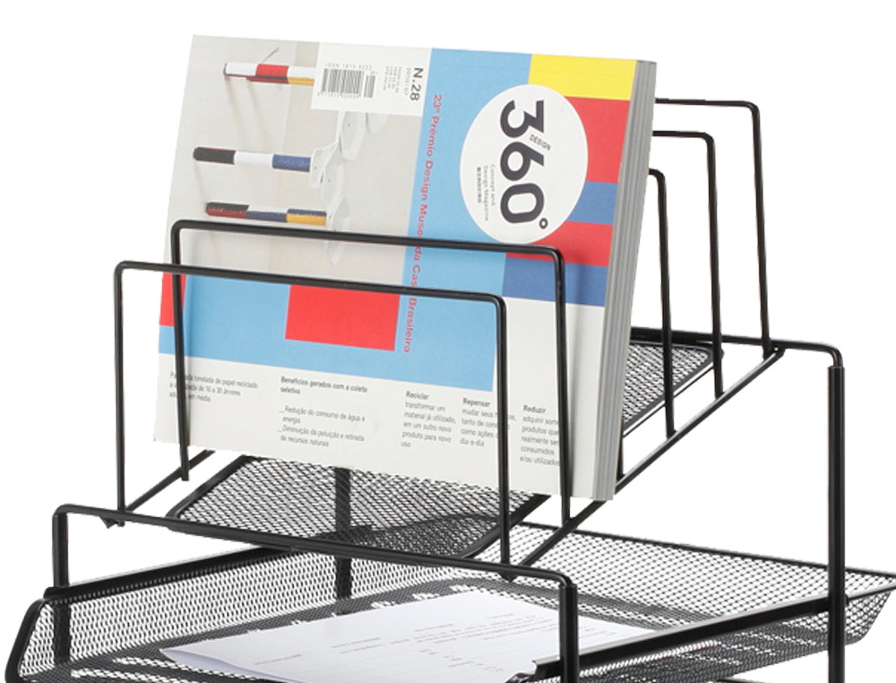 BANDEJA CLASIFICADORA SOBRES Q-CONNECT KF17296 METALICA REJILLA NEGRA 3 BANDEJAS 300X350X420 MM