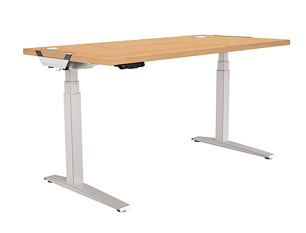 MESA DE OFICINA LEVADO BASE METAL ACERO PINTADO SISTEMA ELECTRICO REGULABLE ALTURA TABLERO ARCE 140 X 80 CM