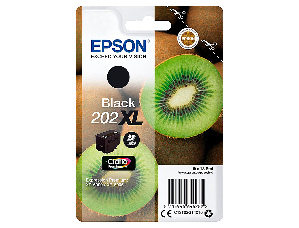 INK-JET EPSON 202 XL XP-6000 / XP-6005 / XP-6100 / XP-6105 NEGRO 550 PAG