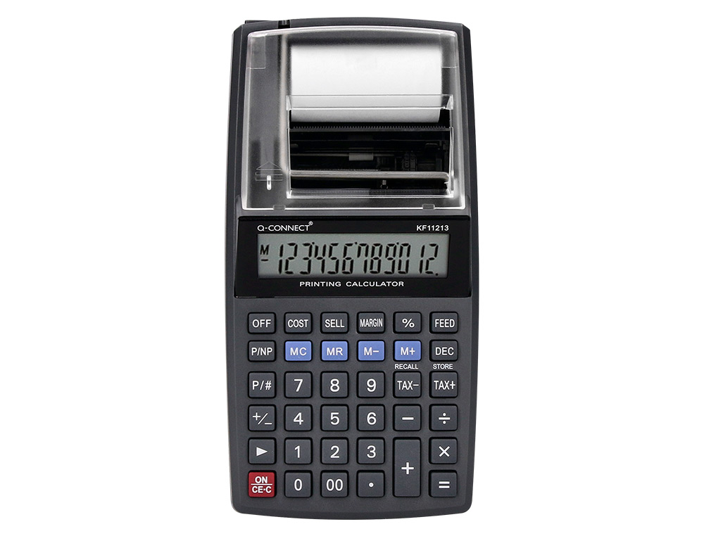 CALCULADORA Q-CONNECT IMPRESORA PANTALLA PAPEL KF11213 12 DIGITOS TINTA AZUL