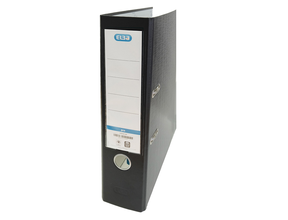 ARCHIVADOR DE PALANCA ELBA CARTON FORRADO PVC CON RADO TOP FOLIO LOMO 80 MM NEGRO