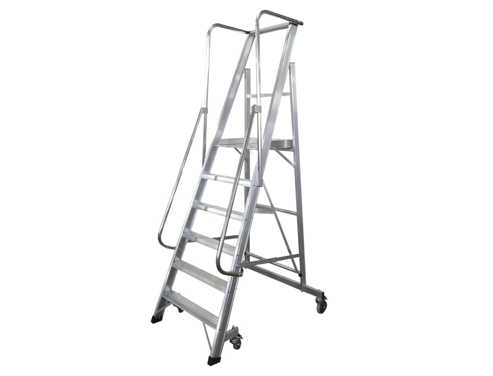 ESCALERA MOVIL KTL DE ALUMINIO CON PLATAFORMA Y GUARDACUERPOS PLEGABLE 6 PELDAÑOS SERIE 2XL-S