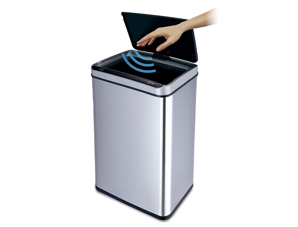 PAPELERA METALICA Q-CONNECT CON SENSOR AUTOMATICO CAPACIDAD 80 LITROS 820X270X400 MM