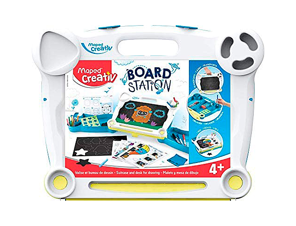 MALETIN MAPED CREATIV ESCRITORIO CON PIZARRA DOBLE CARA ACTIVIDADES Y DIBUJOS BORRABLES 26 PIEZAS