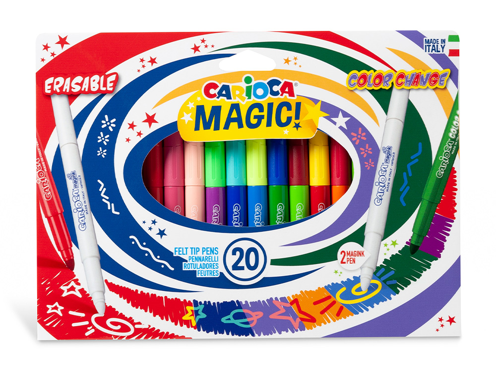 ROTULADOR CARIOCA MAGIC BORRABLE CAJA DE 20 UNIDADES COLORES SURTIDOS