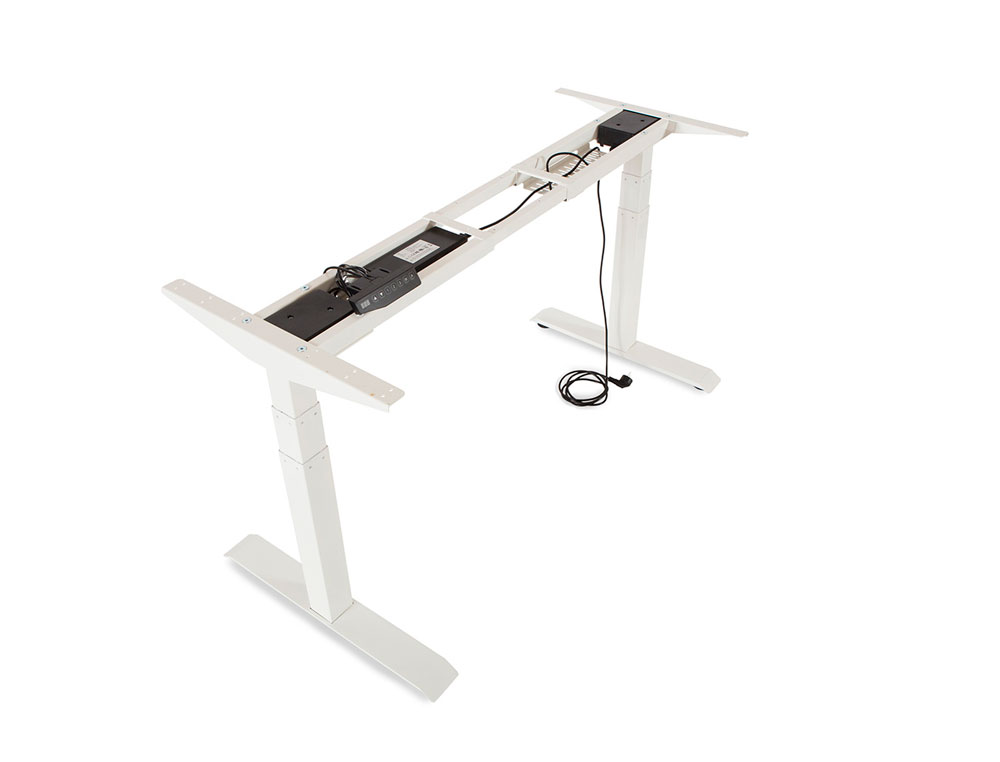 MESA ROCADA REGULABLE EN ALTURA ELECTRICAMENTE HASTA 129 CM ESTRUCTURA DE ACERO TABLERO 180 CM COLOR BLANCO