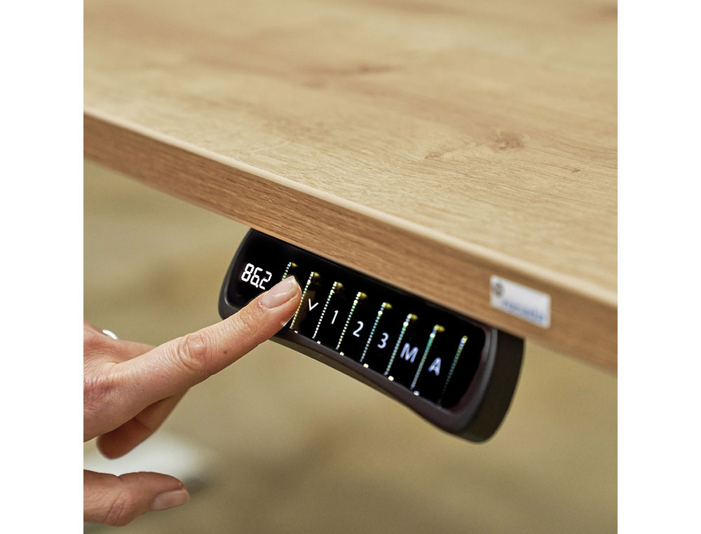 MESA ROCADA REGULABLE EN ALTURA ELECTRICAMENTE HASTA 129 CM ESTRUCTURA DE ACERO TABLERO 180 CM COLOR BLANCO