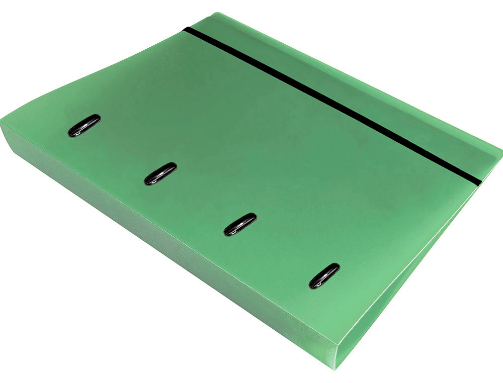 CARPETA CON RECAMBIO LIDERPAPEL A4 CUADRO 5MM 100 HOJAS 80G POLIPROPILENO 4 ANILLAS 40MM VERDE MANZANA