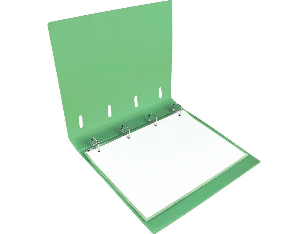 CARPETA CON RECAMBIO LIDERPAPEL A4 CUADRO 5MM 100 HOJAS 80G POLIPROPILENO 4 ANILLAS 40MM VERDE MANZANA