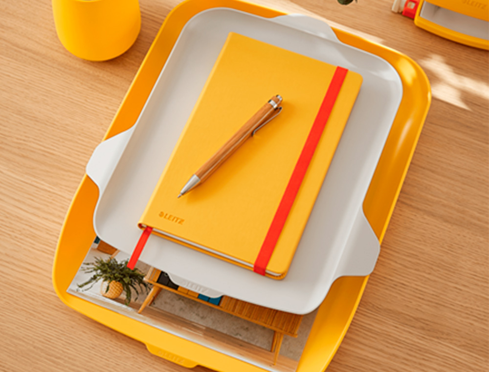 BANDEJA SOBREMESA PLASTICO LEITZ COSY AMARILLO 274X62X391 MM