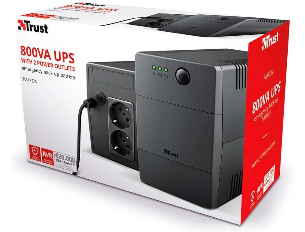 SAI TRUST PAXXON BATERIA 800 VA CON 2 TOMAS CORRIENTE FUNCION AVR