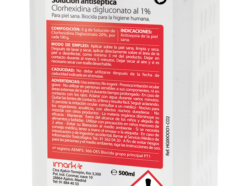 SOLUCION ANTISEPTICA CLORHEXIDINA DESINCLOR 1% BOTE DE 500 ML