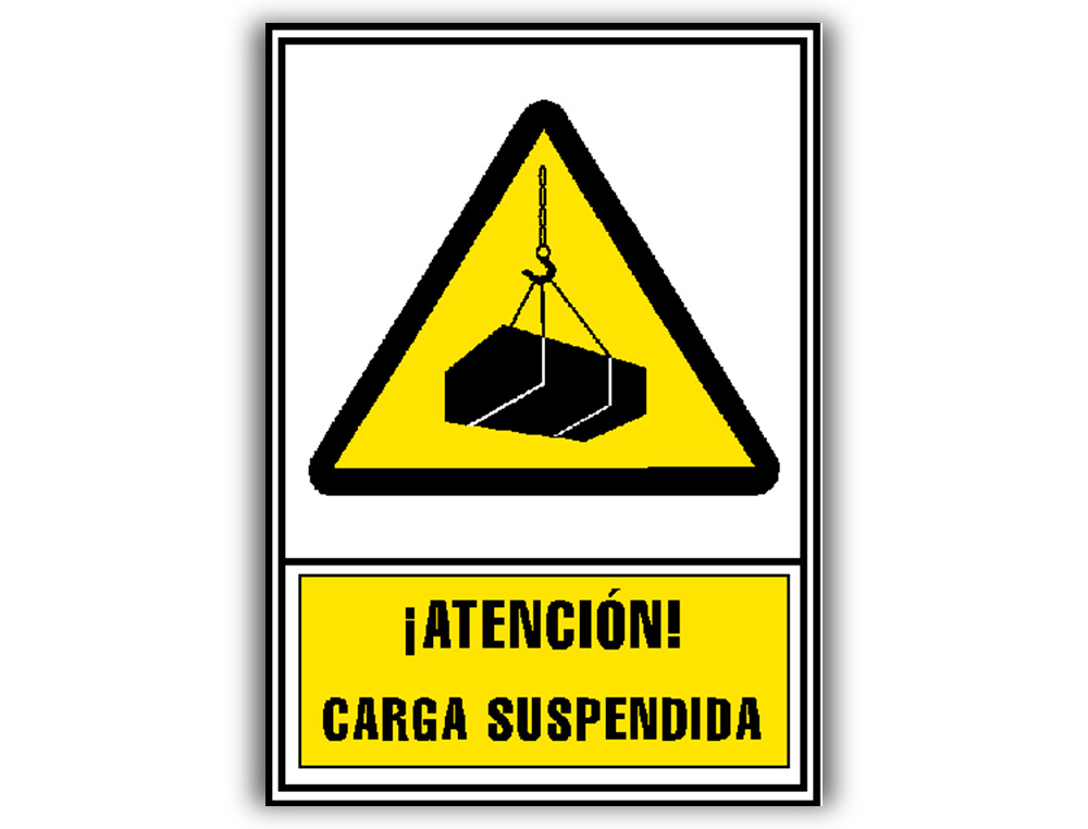 PICTOGRAMA ARCHIVO 2000 ATENCION CARGA SUSPENDIDA PVC AMARILLO LUMINISCENTE 210X297 MM