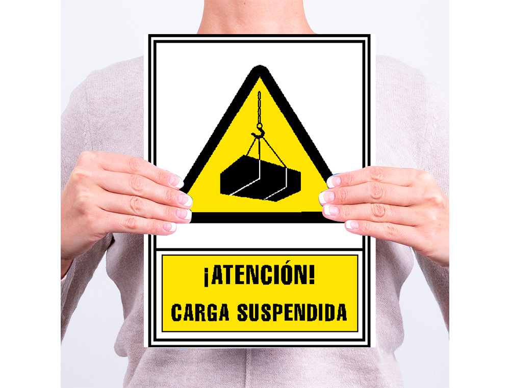 PICTOGRAMA ARCHIVO 2000 ATENCION CARGA SUSPENDIDA PVC AMARILLO LUMINISCENTE 210X297 MM