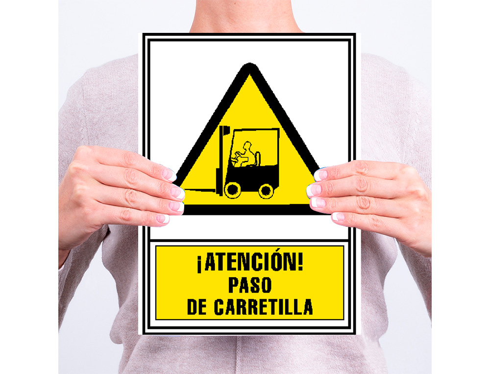 PICTOGRAMA ARCHIVO 2000 ATENCION PASO DE CARRETILLA PVC AMARILLO LUMINISCENTE 210X297 MM