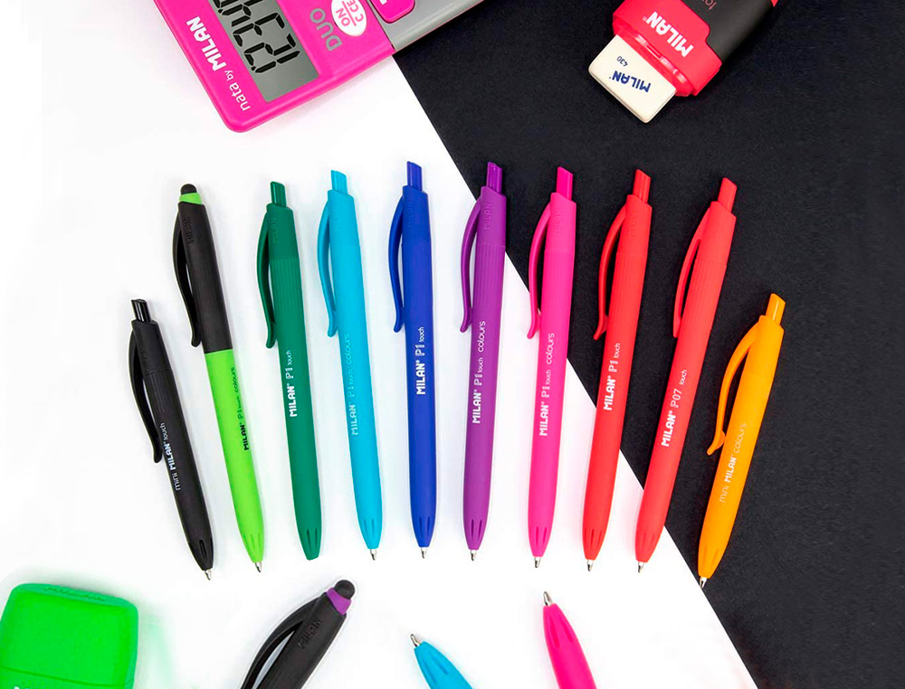 BOLIGRAFO MILAN P1 RETRACTIL 1 MM TOUCH BLISTER DE 4 UNIDADES COLORES SURTIDOS
