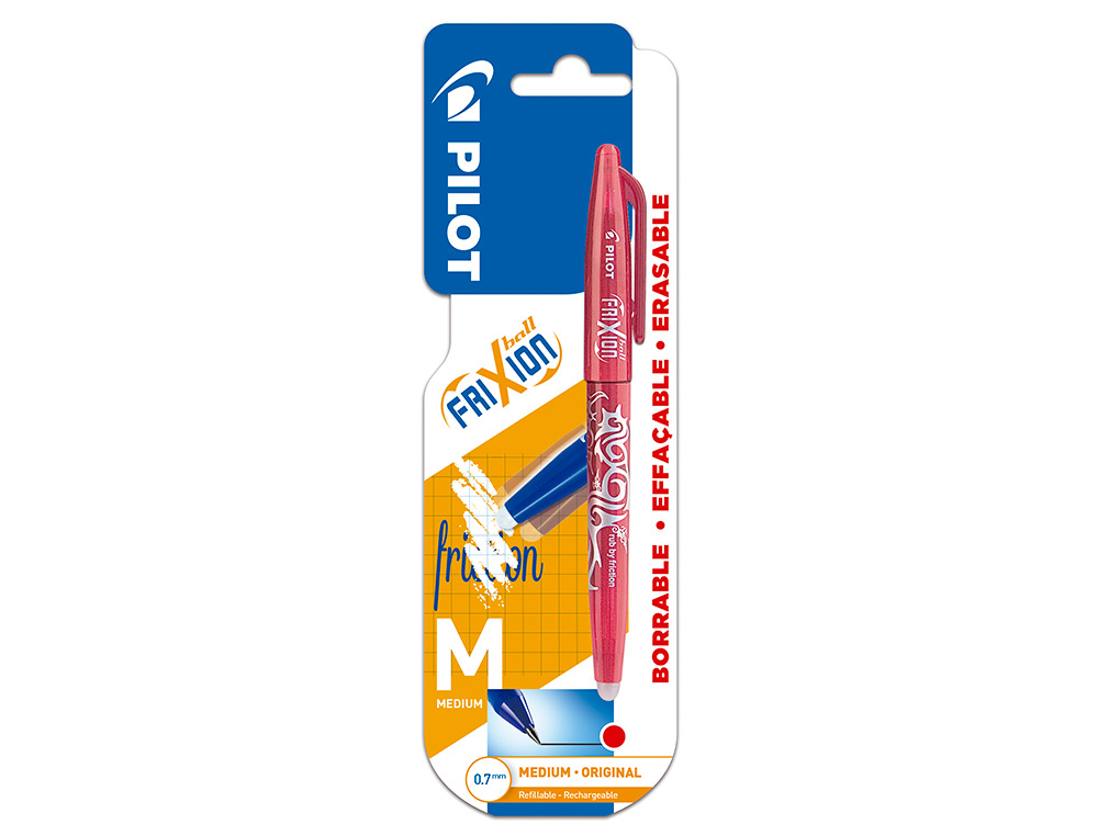 BOLIGRAFO PILOT FRIXION BALL BORRABLE 0,7 MM PUNTA MEDIA ROJO EN BLISTER