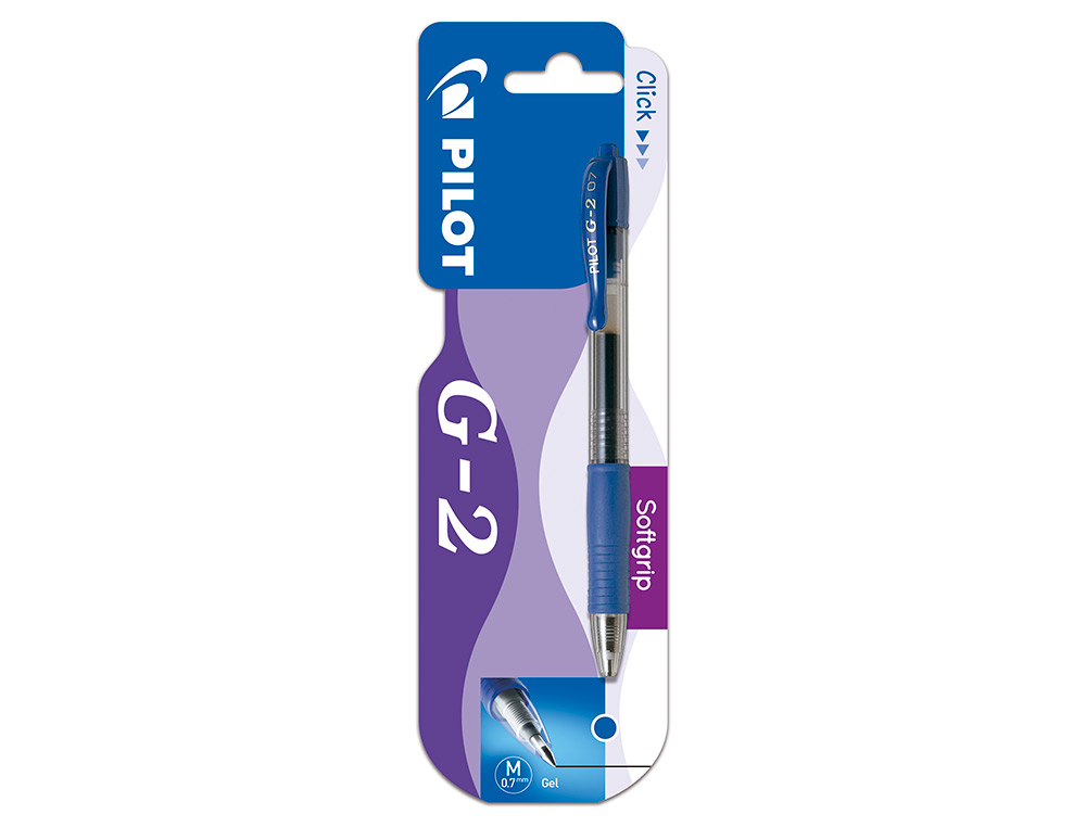 BOLIGRAFO PILOT G-2 AZUL TINTA GEL RETRACTIL SUJECION DE CAUCHO EN BLISTER