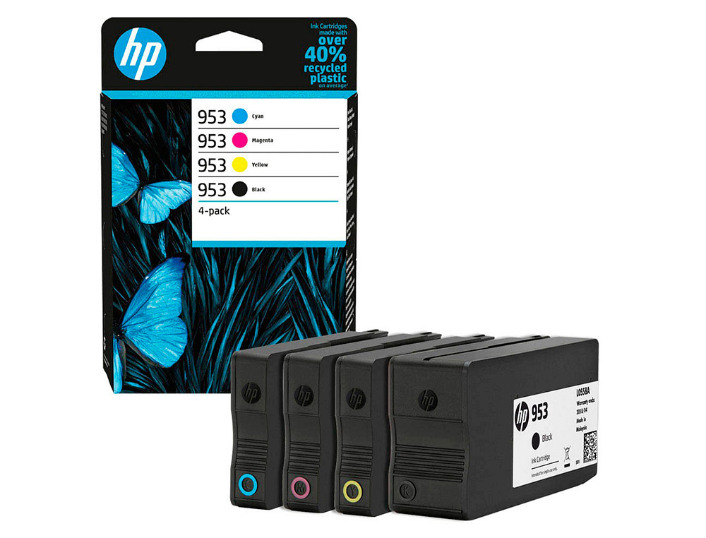 INK-JET HP 953 BK/CMY 6ZC69AE MULTIPACK NEGRO/ CIAN / MAGENTA / AMARILLO. NEGRO 900 PAG. Y COLORES 630 PAG.