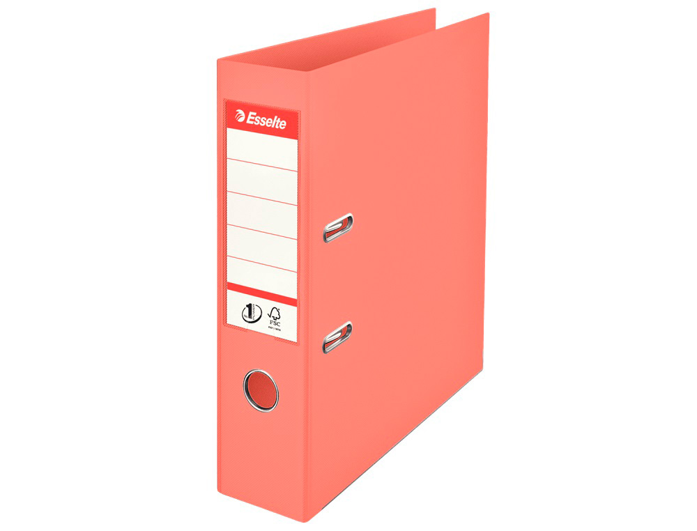 ARCHIVADOR DE PALANCA ESSELTE COLOUR BREEZE CARTON FORRADO PVC DIN A4 LOMO 75 MM COLOR CORAL