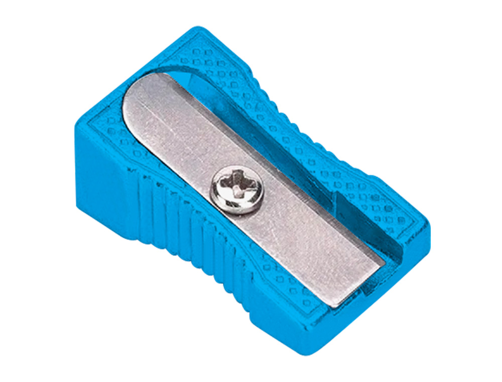 SACAPUNTAS LIDERPAPEL METALICO CUÑA 1 USO COLOR AZUL