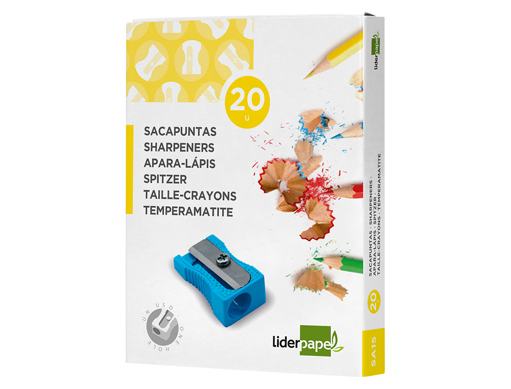 SACAPUNTAS LIDERPAPEL METALICO CUÑA 1 USO COLOR AZUL