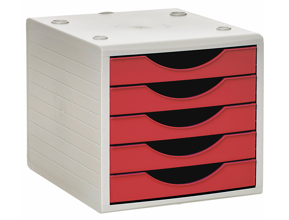 FICHERO CAJONES DE SOBREMESA ARCHIVO 2000 5 CAJONES COLOR ROJO OPACO 270X340X260 MM