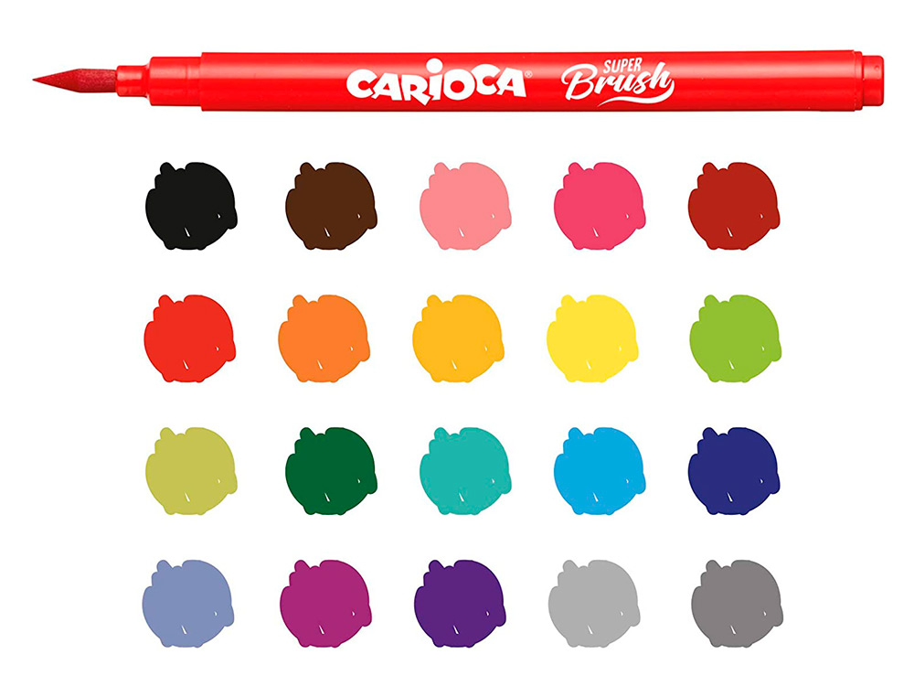 ROTULADOR CARIOCA PUNTA DE PINCEL LAVABLE CAJA DE 20 UNIDADES COLORES SURTIDOS