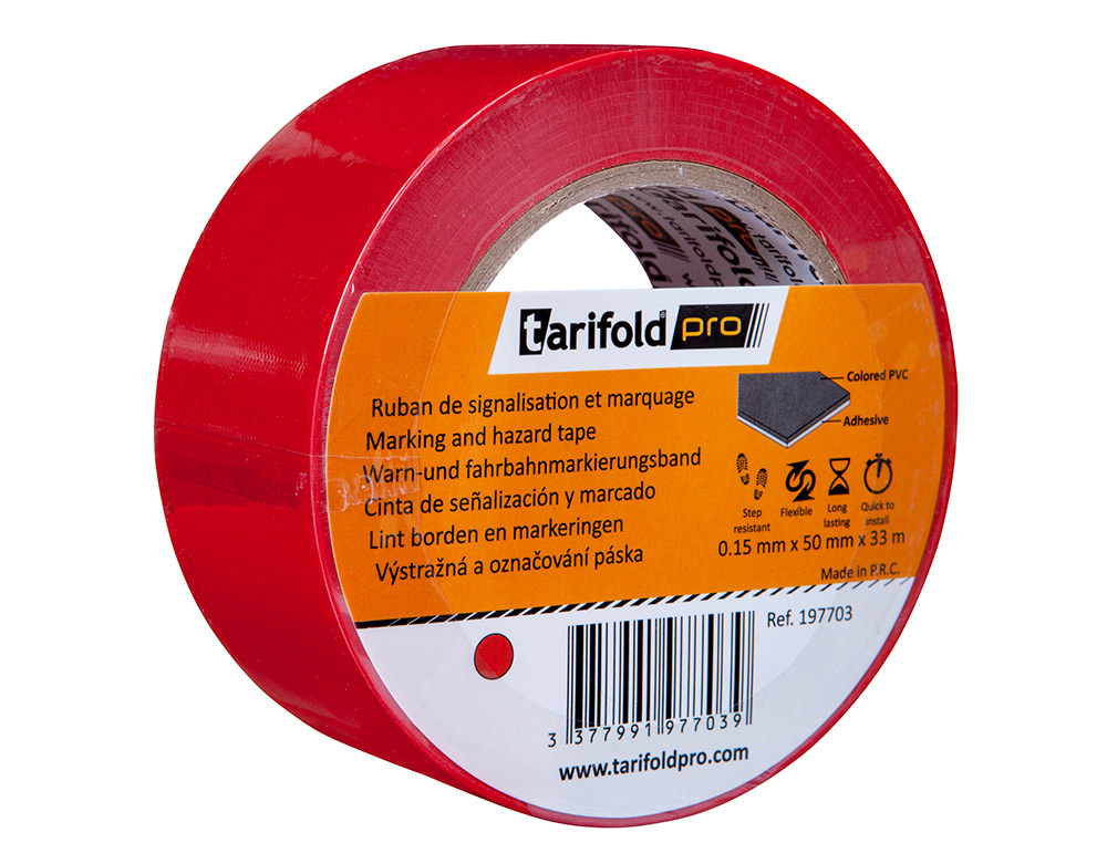 CINTA ADHESIVA DJOIS PARA MARCAJE Y SEÑALIZACION DE SUELO 33 MT X 50 MM COLOR ROJO
