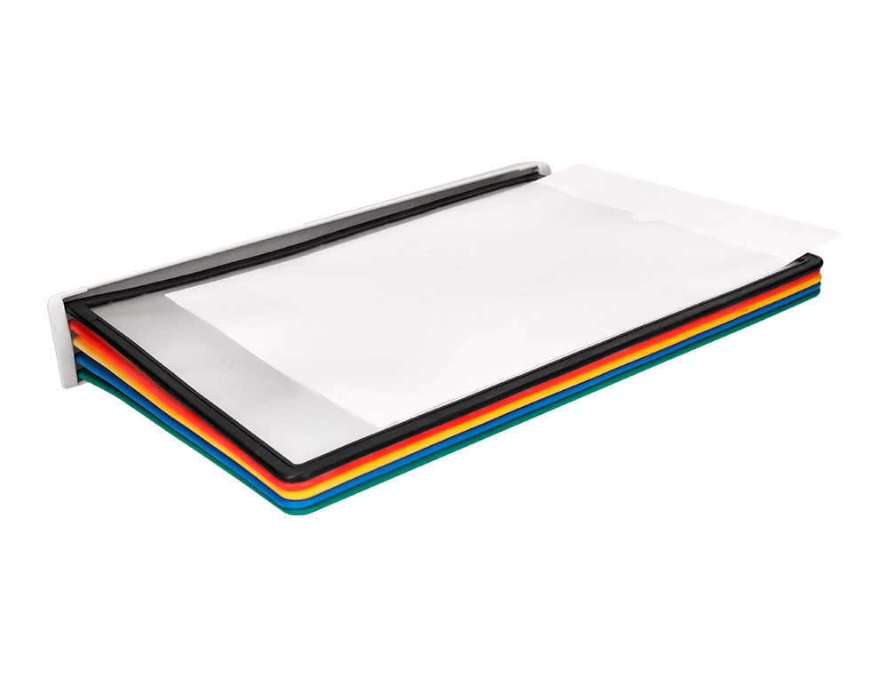PORTACATALOGO DE PARED PLASTICO LIDERPAPEL CON 10 FUNDAS DIN A4 COLORES SURTIDOS