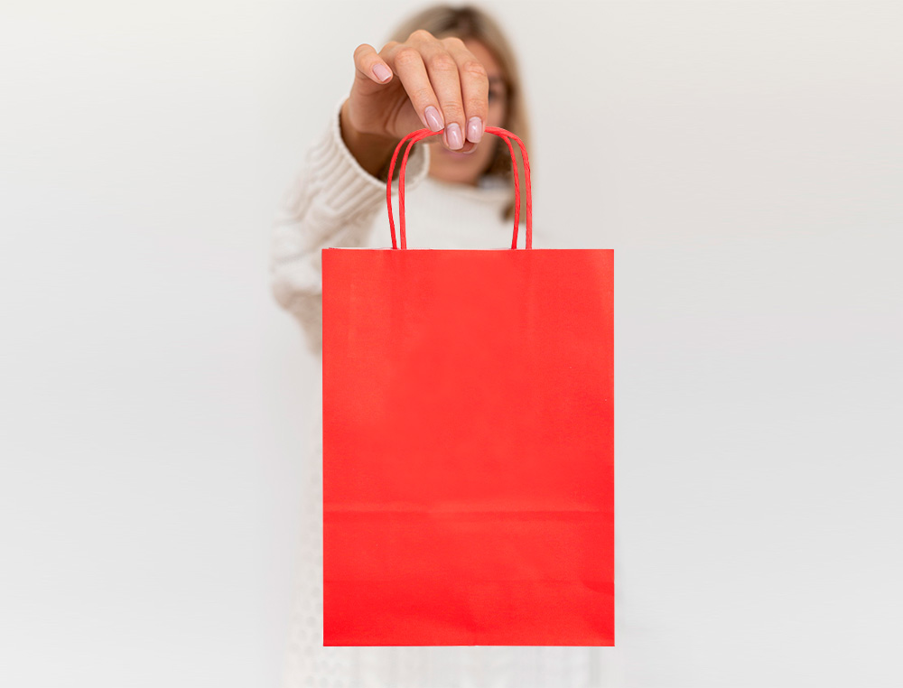 BOLSA PAPEL Q-CONNECT CELULOSA ROJO L CON ASA RETORCIDA 320X400X140 MM