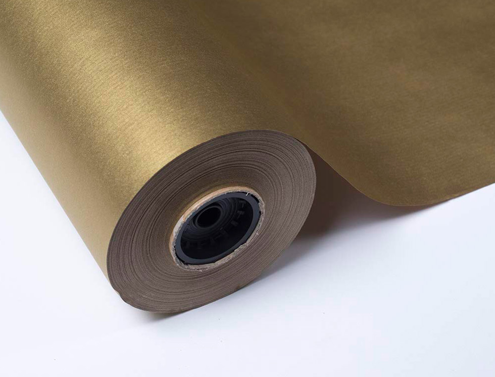 PAPEL DE REGALO BASIKA METALIZADO ORO BOBINA ANCHO 62 CM LONGITUD 80 M