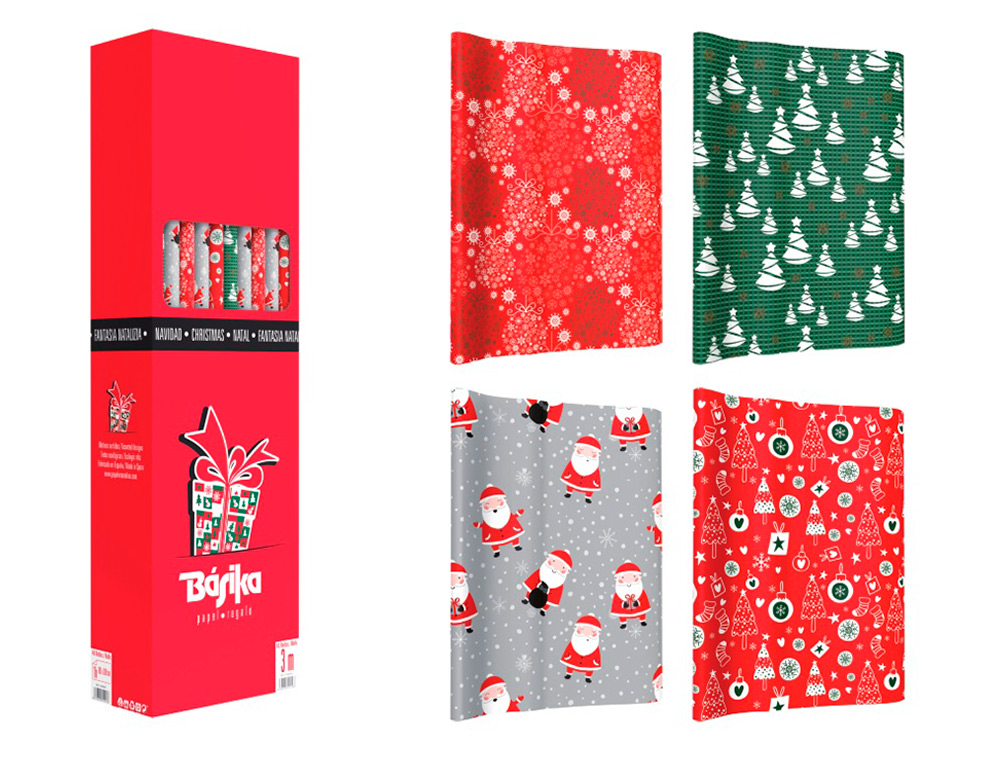 PAPEL DE REGALO BASIKA NAVIDAD ROLLO ANCHO 1 MT LONGITUD 3 M MODELOS SURTIDOS GRAMAJE 50 GR
