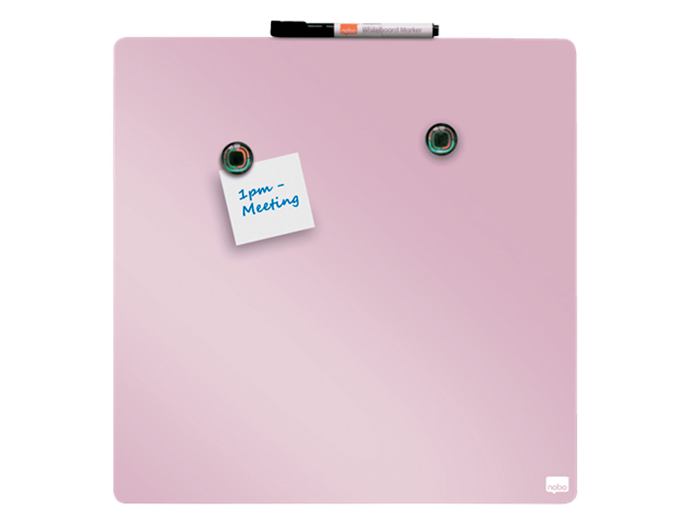 PIZARRA NOBO MAGNETICA PARA EL HOGAR COLOR ROSA 360X360 MM
