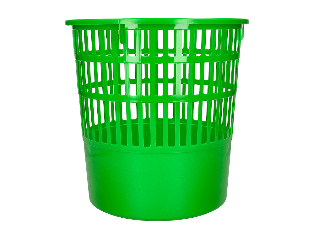 PAPELERA PLASTICO Q-CONNECT 15 LITROS REJILLA COLOR VERDE 285X290 MM