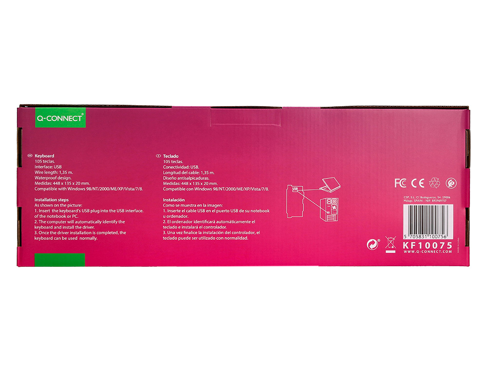 TECLADO Q-CONNECT CON CABLE 1,35 MT COLOR NEGRO