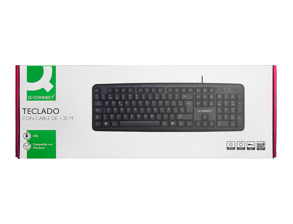 TECLADO Q-CONNECT CON CABLE 1,35 MT COLOR NEGRO
