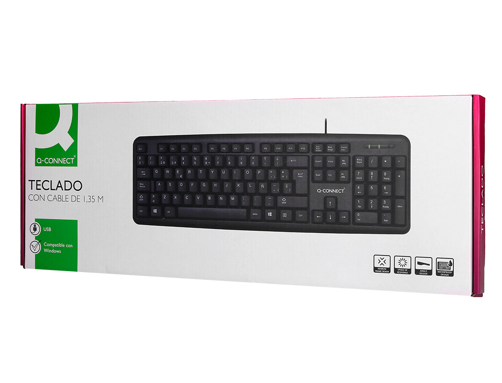 TECLADO Q-CONNECT CON CABLE 1,35 MT COLOR NEGRO