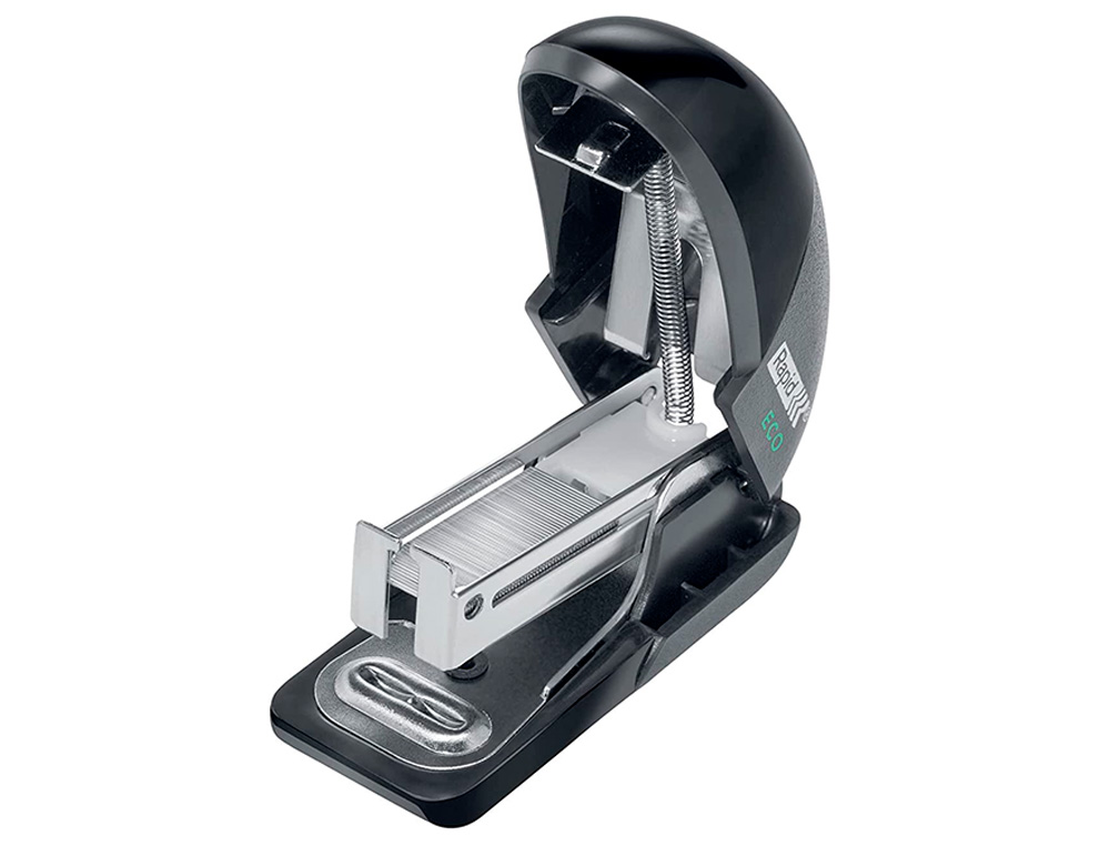 GRAPADORA RAPID MINI FASHION ECO PLASTICO 100% RECICLADO CAPACIDAD 10 HOJAS USA GRAPAS 24/6 Y 26/6 COLOR NEGRO