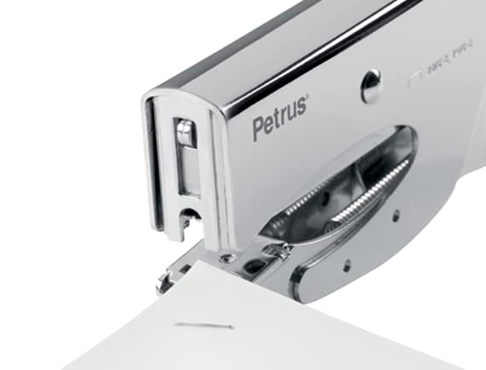 GRAPADORA PETRUS DE TENAZA 222 METALICA CROMADA CAPACIDAD DE GRAPADO 40 HOJAS USA GRAPAS 22/6-8 Y 24/6-8