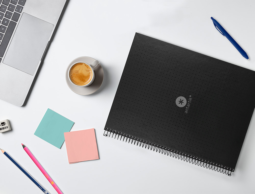 CUADERNO ESPIRAL A4 MICRO ANTARTIK DOTS TAPA FORRADA 80H 90 GR RAYADO PUNTOS 1 BANDA 4 TALADROS NEGRO