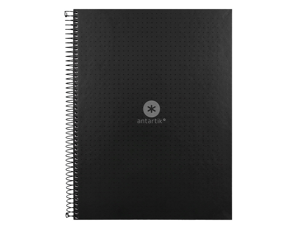 CUADERNO ESPIRAL A4 MICRO ANTARTIK DOTS TAPA FORRADA 80H 90 GR RAYADO PUNTOS 1 BANDA 4 TALADROS NEGRO