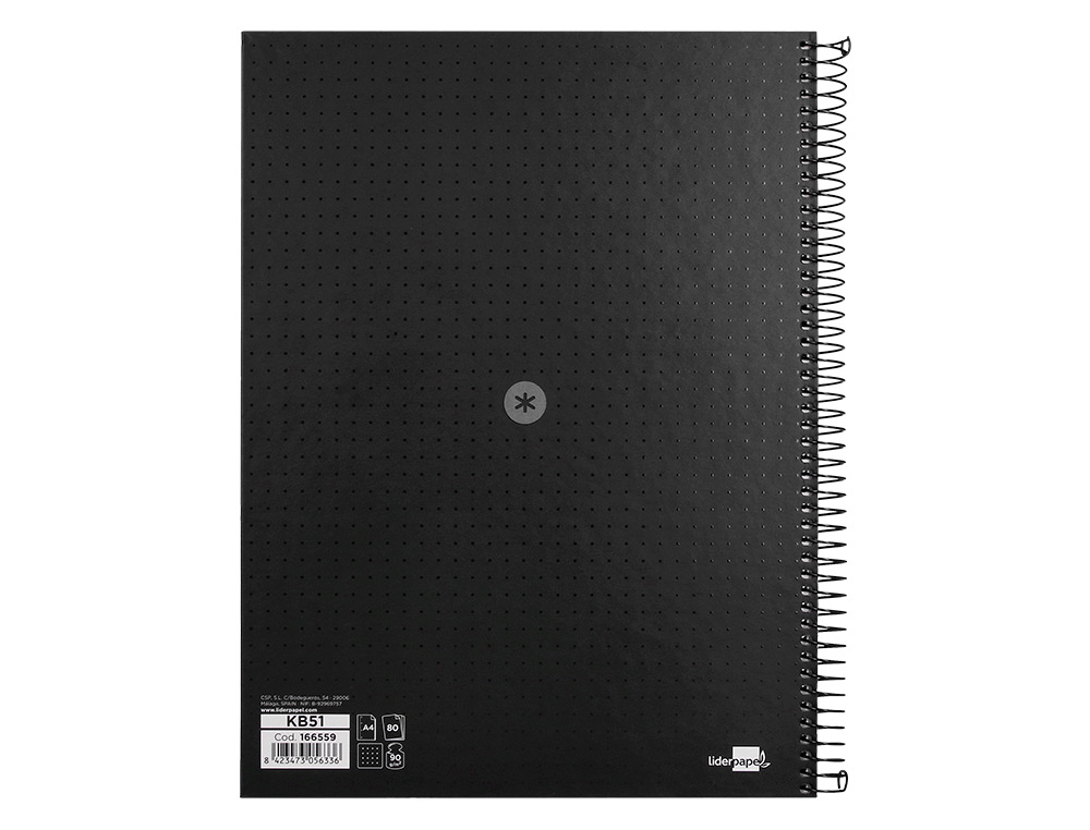 CUADERNO ESPIRAL A4 MICRO ANTARTIK DOTS TAPA FORRADA 80H 90 GR RAYADO PUNTOS 1 BANDA 4 TALADROS NEGRO