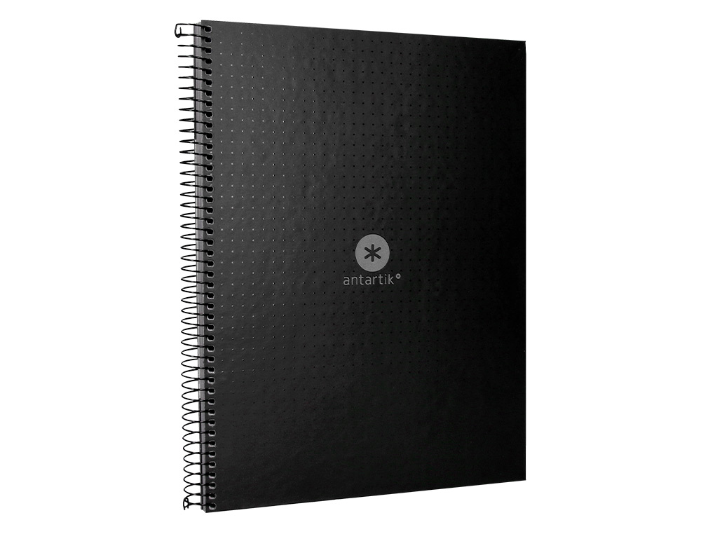 CUADERNO ESPIRAL A4 MICRO ANTARTIK DOTS TAPA FORRADA 80H 90 GR RAYADO PUNTOS 1 BANDA 4 TALADROS NEGRO