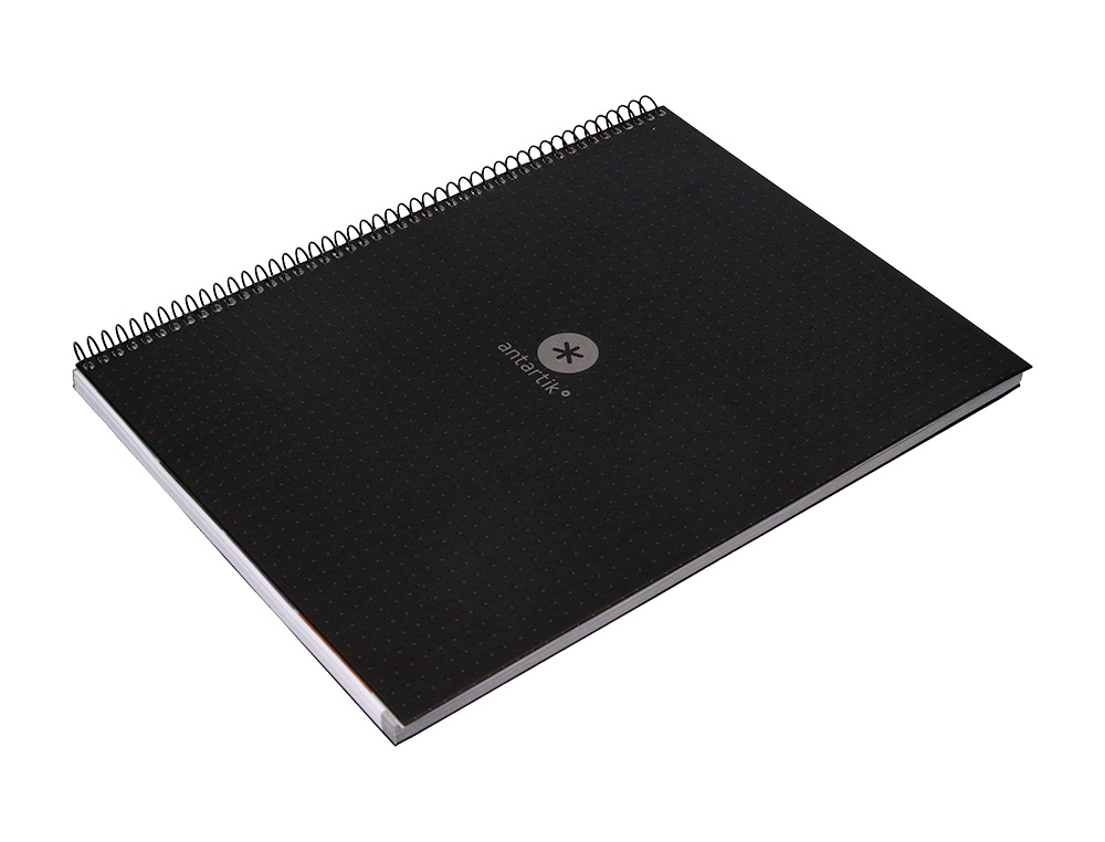 CUADERNO ESPIRAL A4 MICRO ANTARTIK DOTS TAPA FORRADA 80H 90 GR RAYADO PUNTOS 1 BANDA 4 TALADROS NEGRO