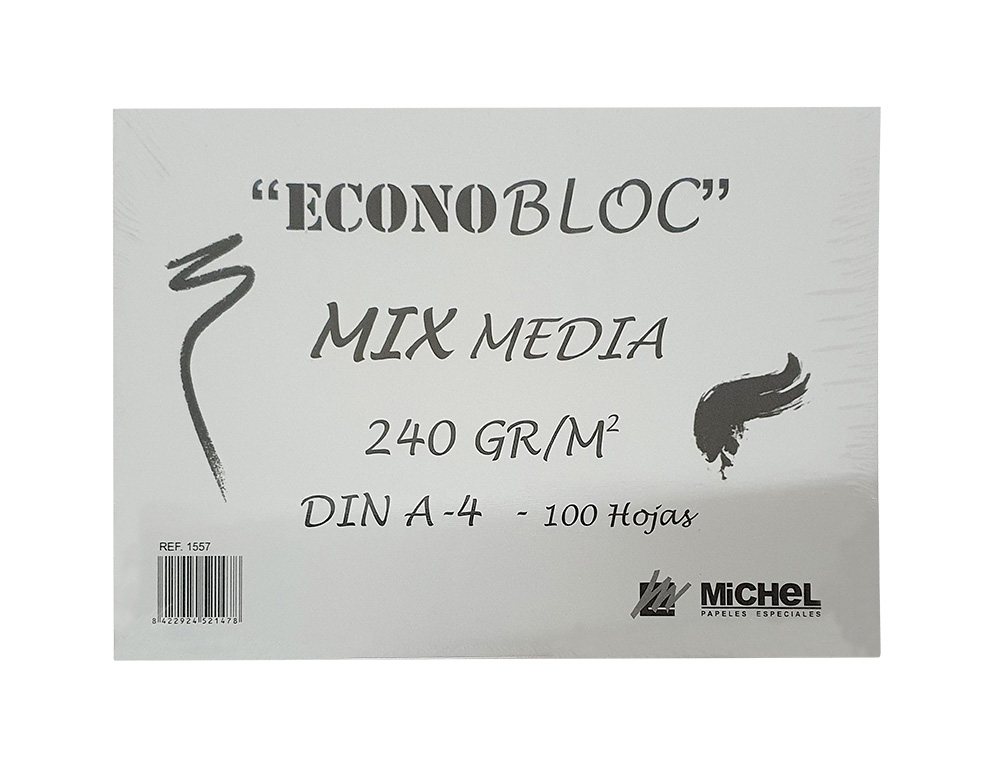 BLOC DIBUJO MULTITECNICAS MICHEL ECONOBLOC MIX MEDIA DIN A4 ENCOLADO 100 HOJAS 240 GR/M2 210X297 MM