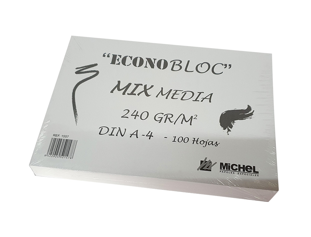BLOC DIBUJO MULTITECNICAS MICHEL ECONOBLOC MIX MEDIA DIN A4 ENCOLADO 100 HOJAS 240 GR/M2 210X297 MM
